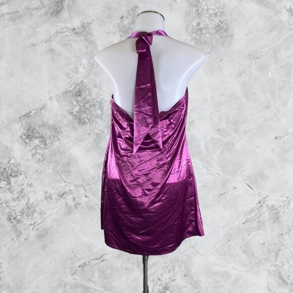 MORE TO COME Courtney Halter Mini Dress - Magenta - Picture 3 of 11